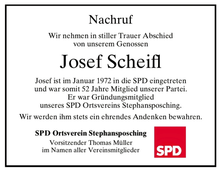 Nachruf Josef Scheifl